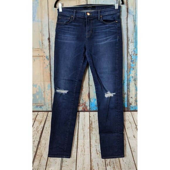 J Brand Alta Destr Women's Size 28 Dark Wash Distressed Skinny Leg Jeans Denim - Picture 1 of 10